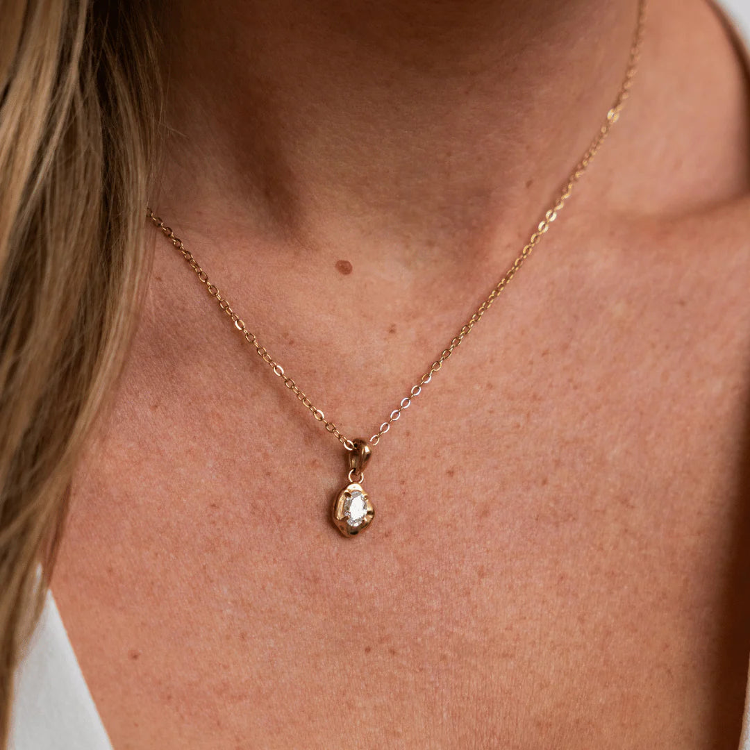 Irregular Zirconia Bead Pendant Necklace