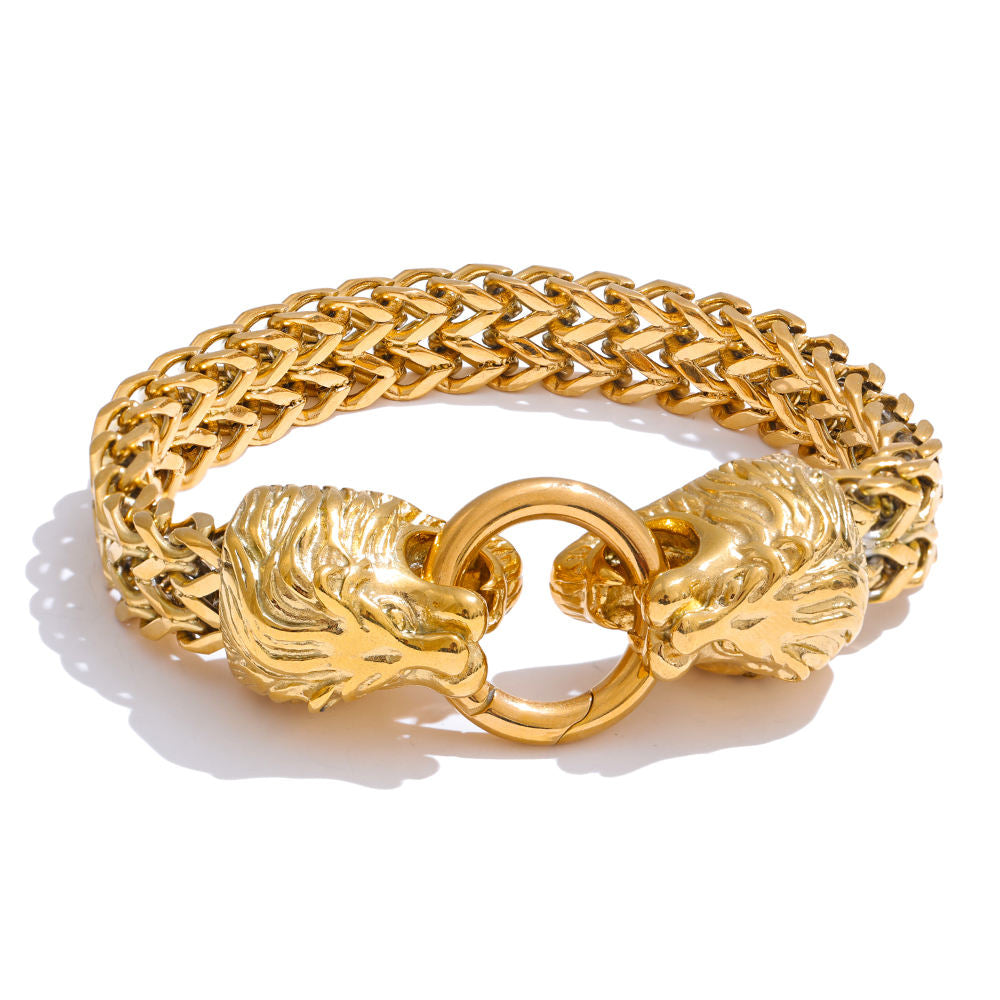 Lion Head Cuban Chain Bracelet | 18K Gold PVD | Carryallco