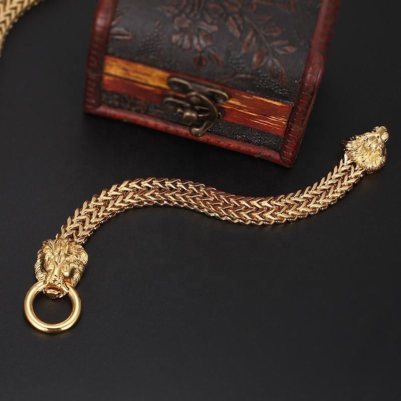 Lion Head Cuban Chain Bracelet | 18K Gold PVD | Carryallco