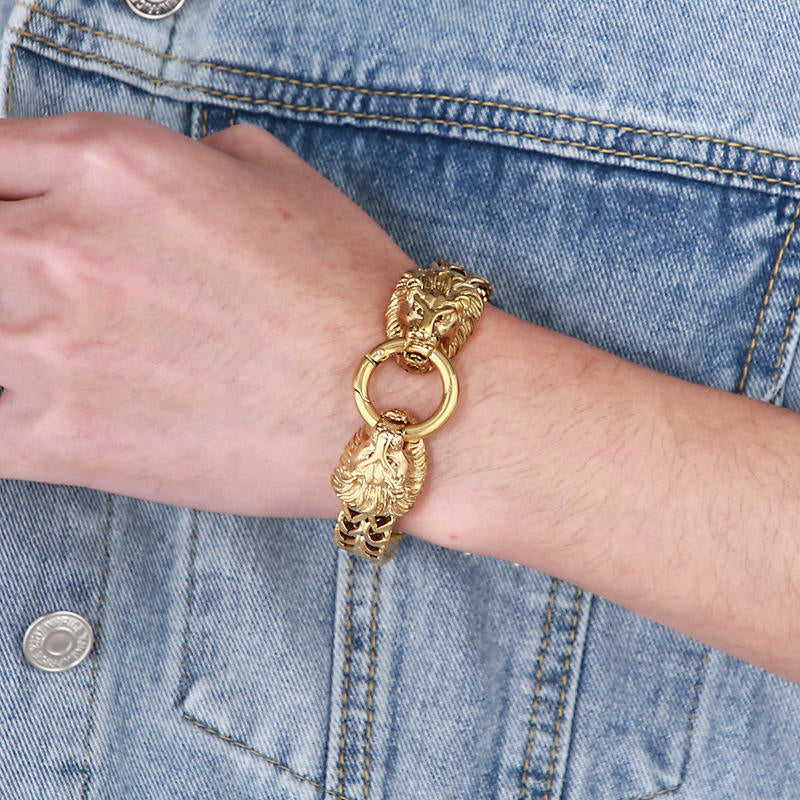 Lion Head Cuban Chain Bracelet | 18K Gold PVD | Carryallco