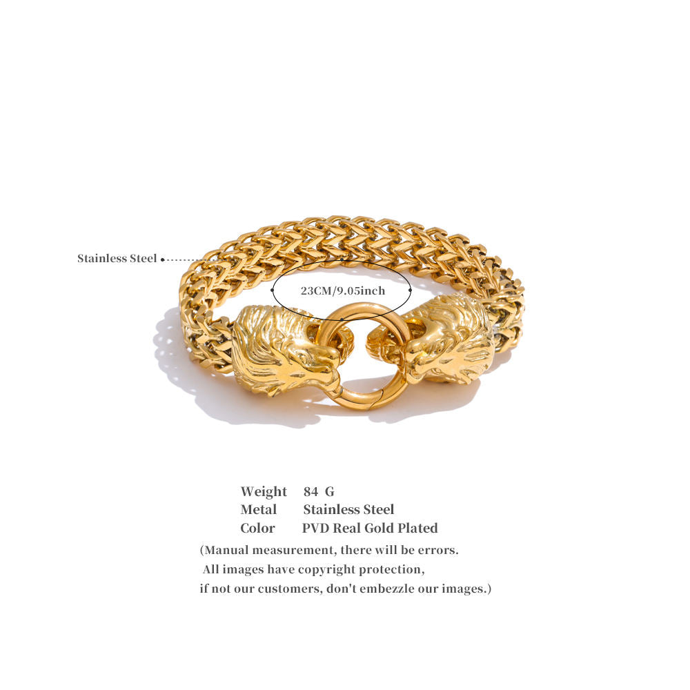 Lion Head Cuban Chain Bracelet | 18K Gold PVD | Carryallco