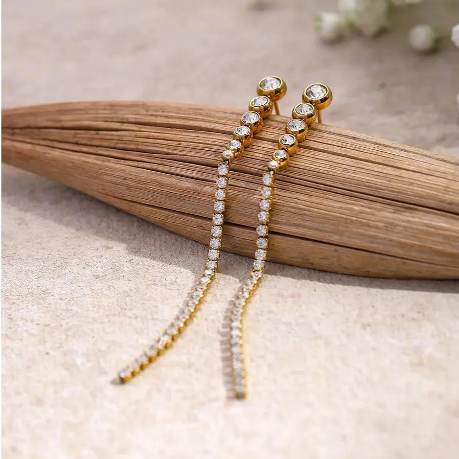 Lustrous Drop Tassel Earrings – 18K Gold Plated