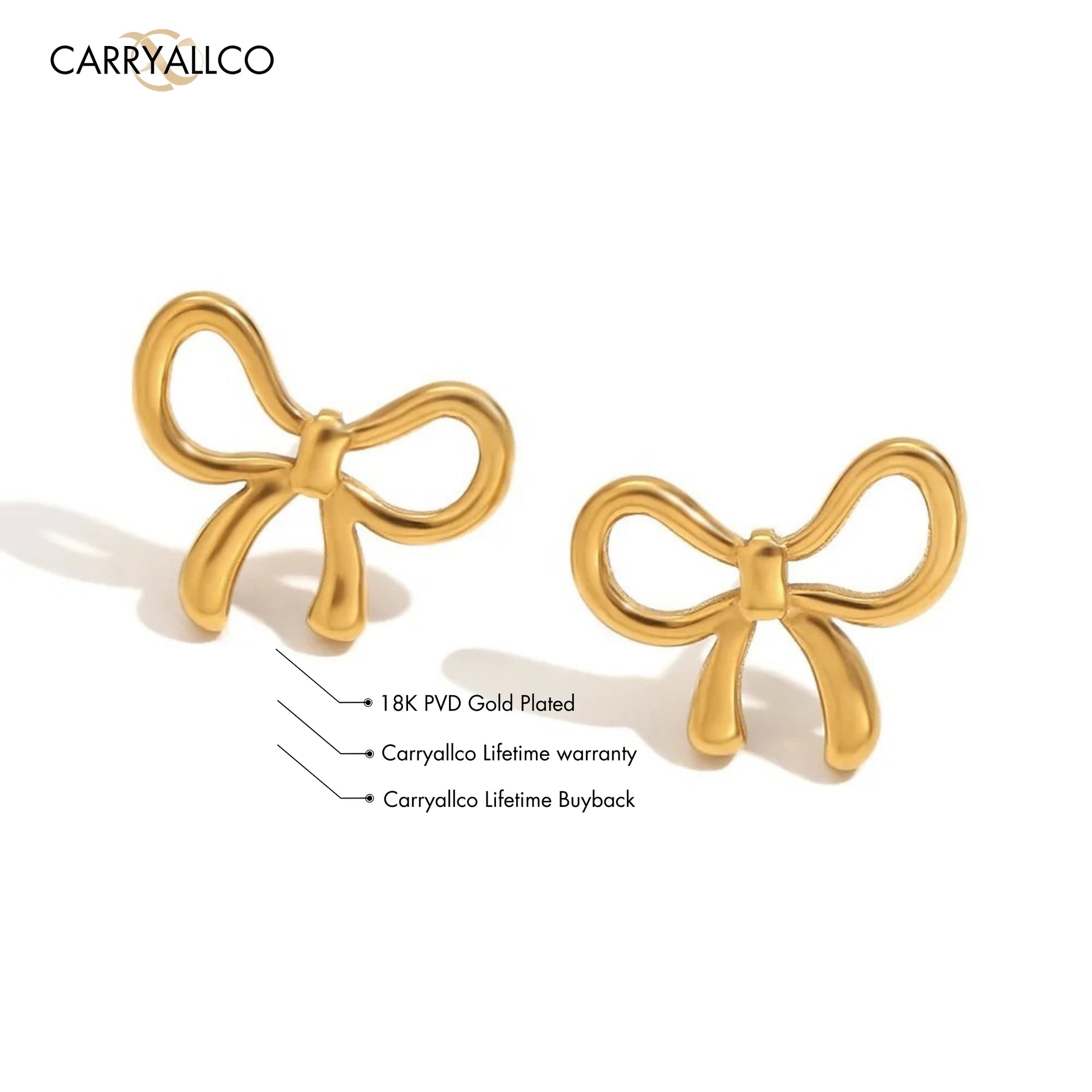 Lustrous Knot Stud Earrings – 18K Gold Plated