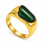 Malachite Cabochon Dome Signet Ring