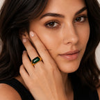Malachite Cabochon Dome Signet Ring