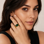 Malachite Cabochon Dome Signet Ring