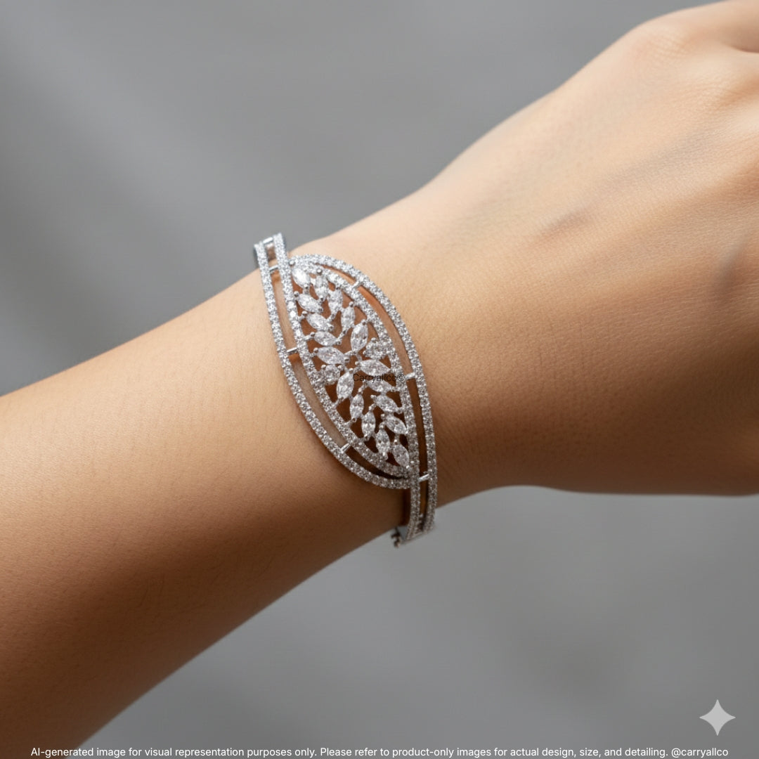 Marquise Floral American Diamond Adjustable Bracelet