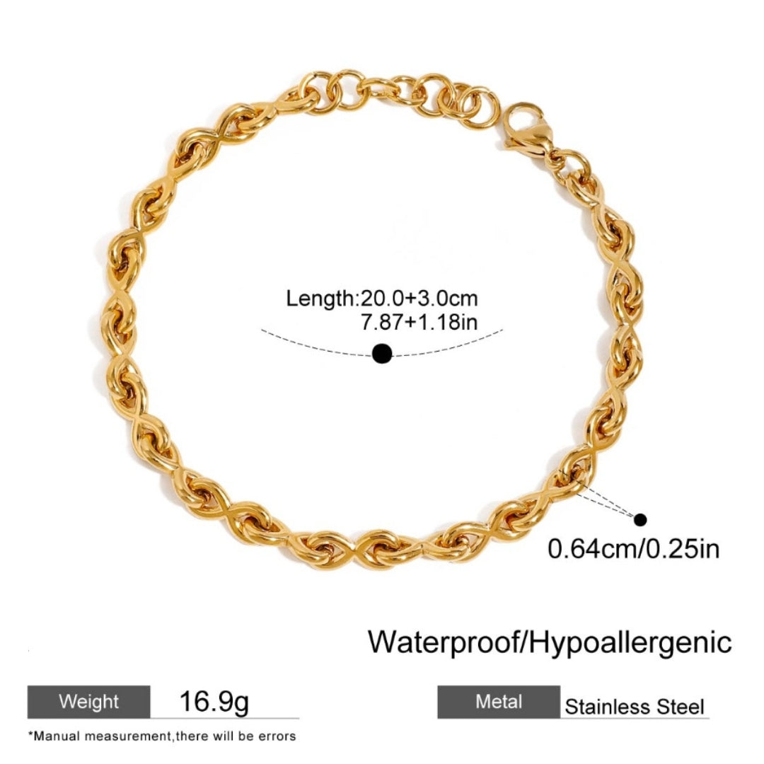 Men 18K Gold Plated 8-Shape Chain Bracelet