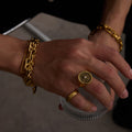 Men 18K Gold Plated Stud-Link Chain Bracelet