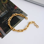 Men 18K Gold Plated Stud-Link Chain Bracelet