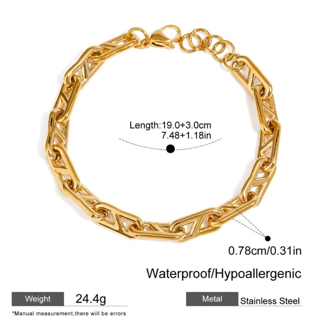 Men 18K Gold Plated Stud-Link Chain Bracelet