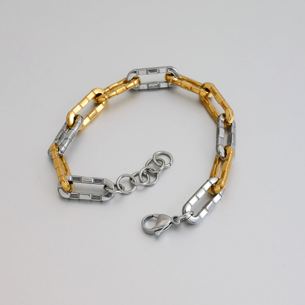 Men Bamboo Chain Bracelet – Demi-Fine Two Tone Gold Plated CARRYALLCO
