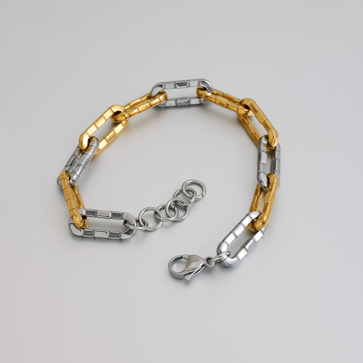Men Bamboo Chain Bracelet – Demi-Fine Two Tone Gold Plated CARRYALLCO