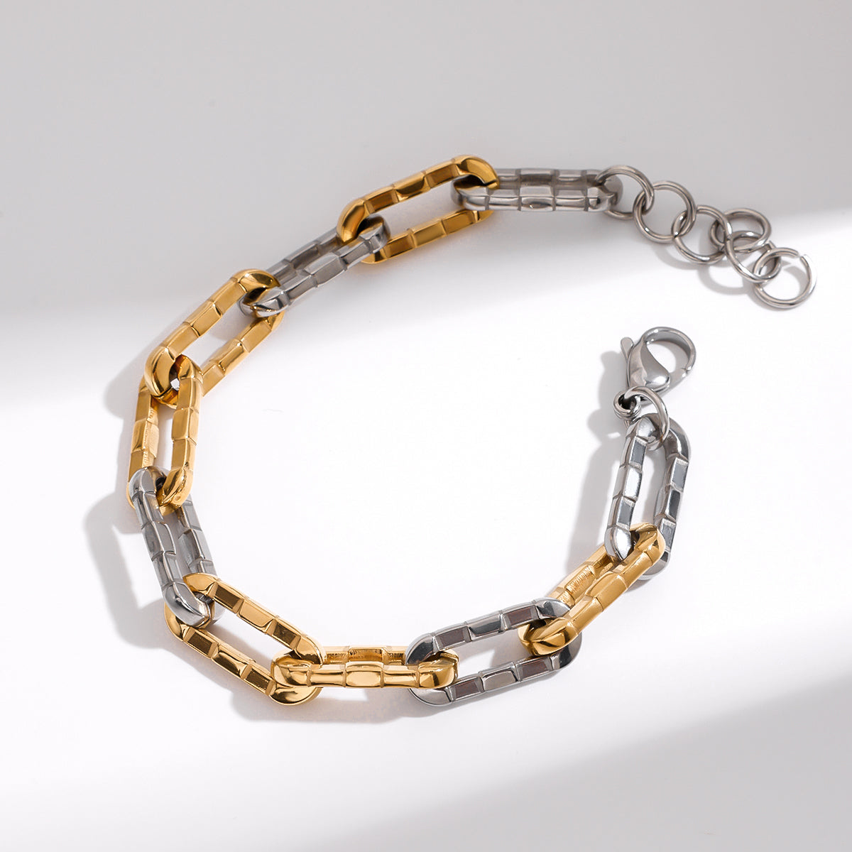 Men Bamboo Chain Bracelet – Demi-Fine Two Tone Gold Plated CARRYALLCO