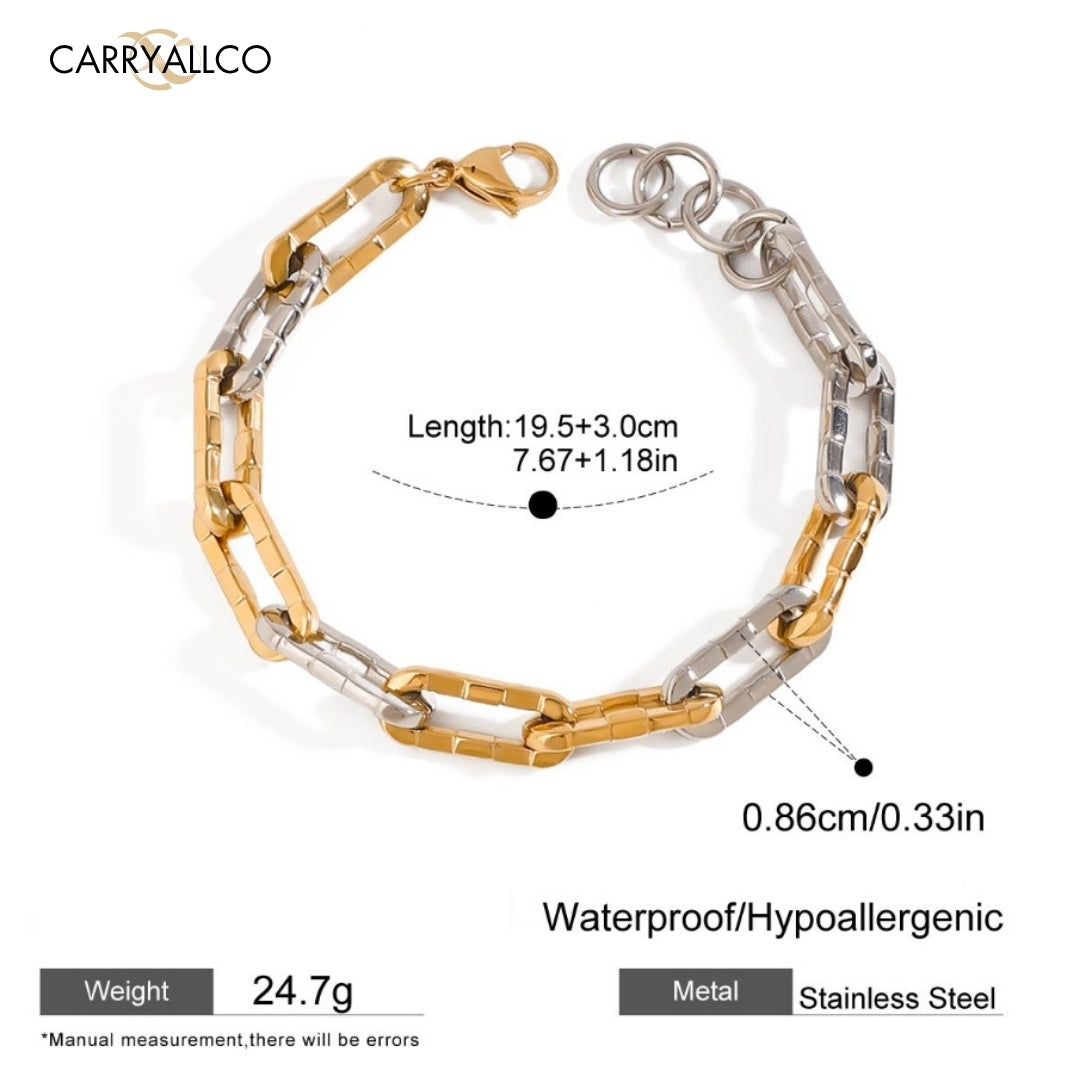 Men Bamboo Chain Bracelet – Demi-Fine Two Tone Gold Plated CARRYALLCO