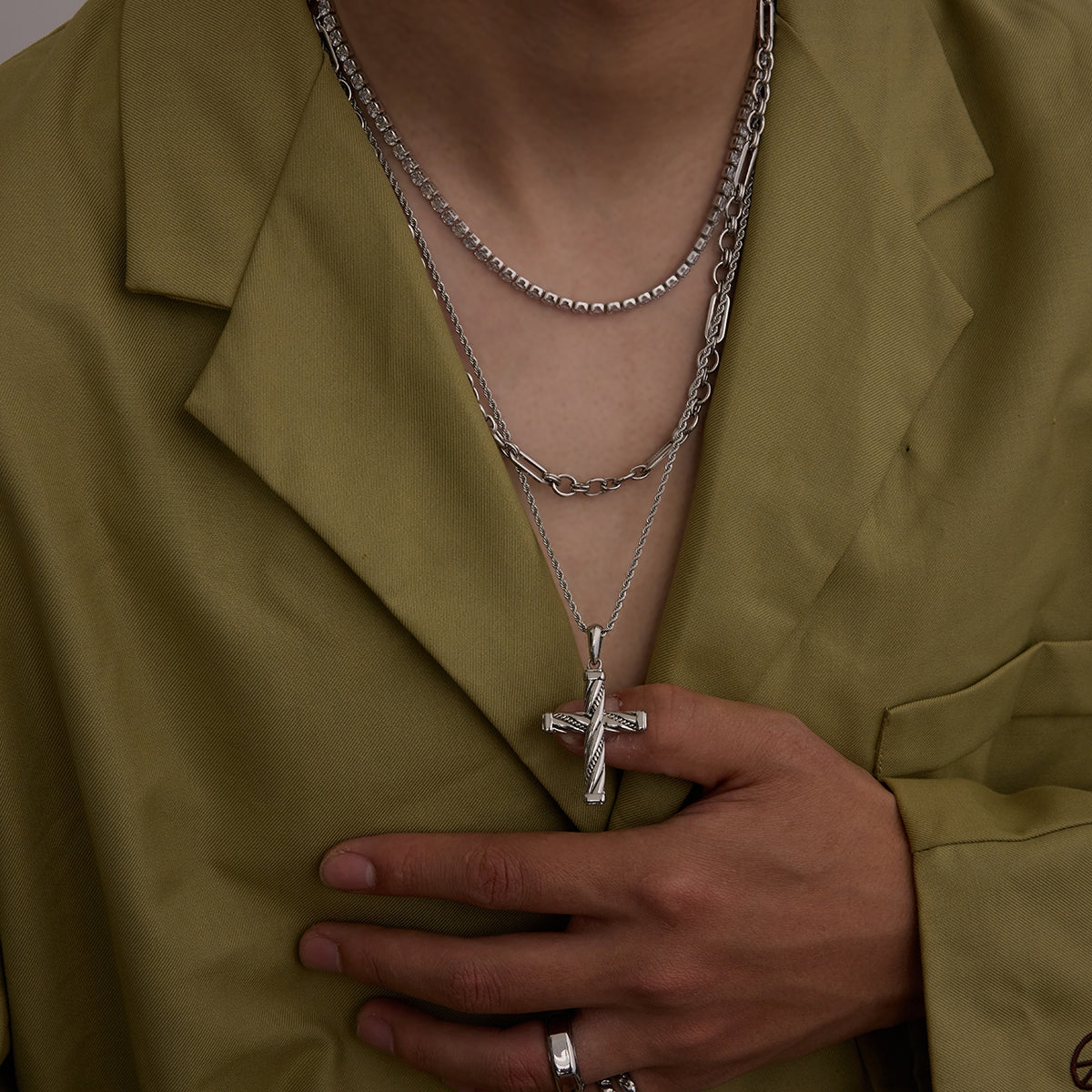 Men Cross Pendant – Demi-Fine Rhodium Plated Necklace CARRYALLCO