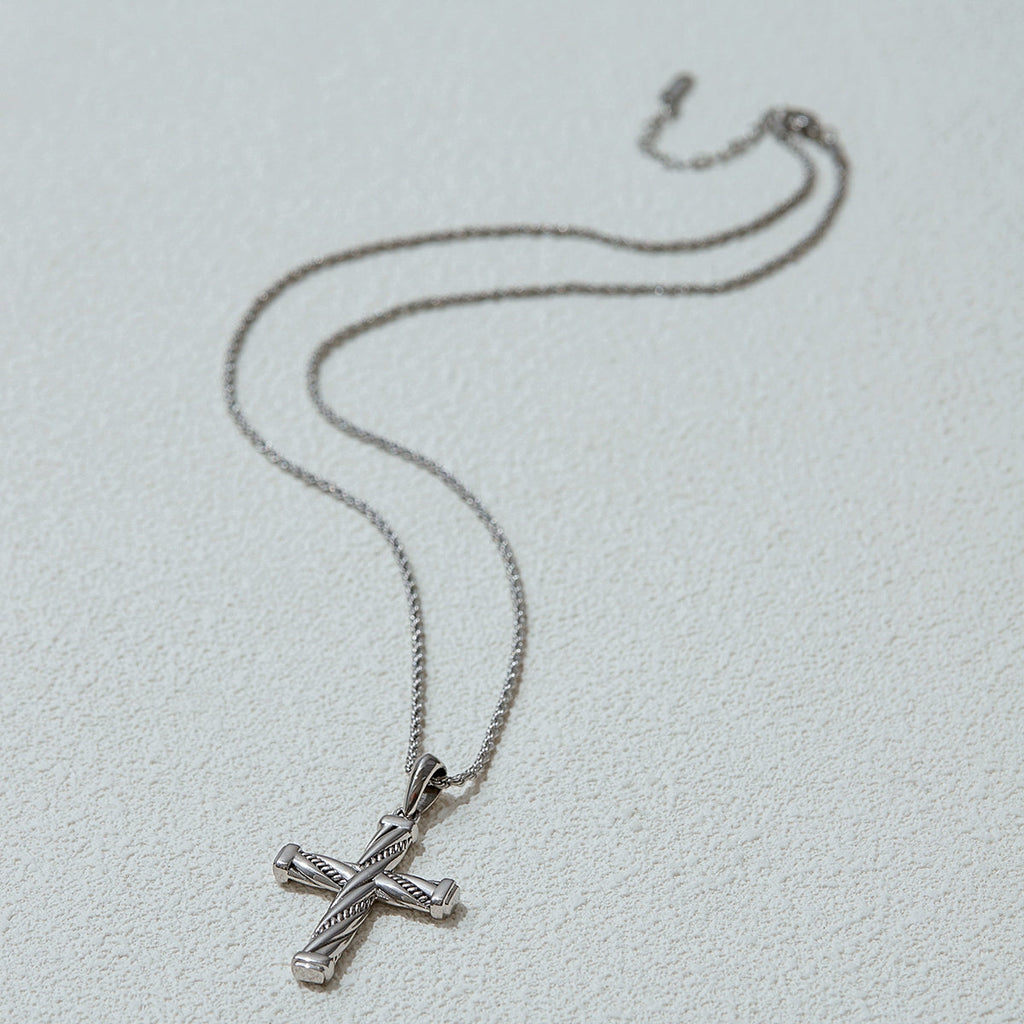 Men Cross Pendant – Demi-Fine Rhodium Plated Necklace CARRYALLCO