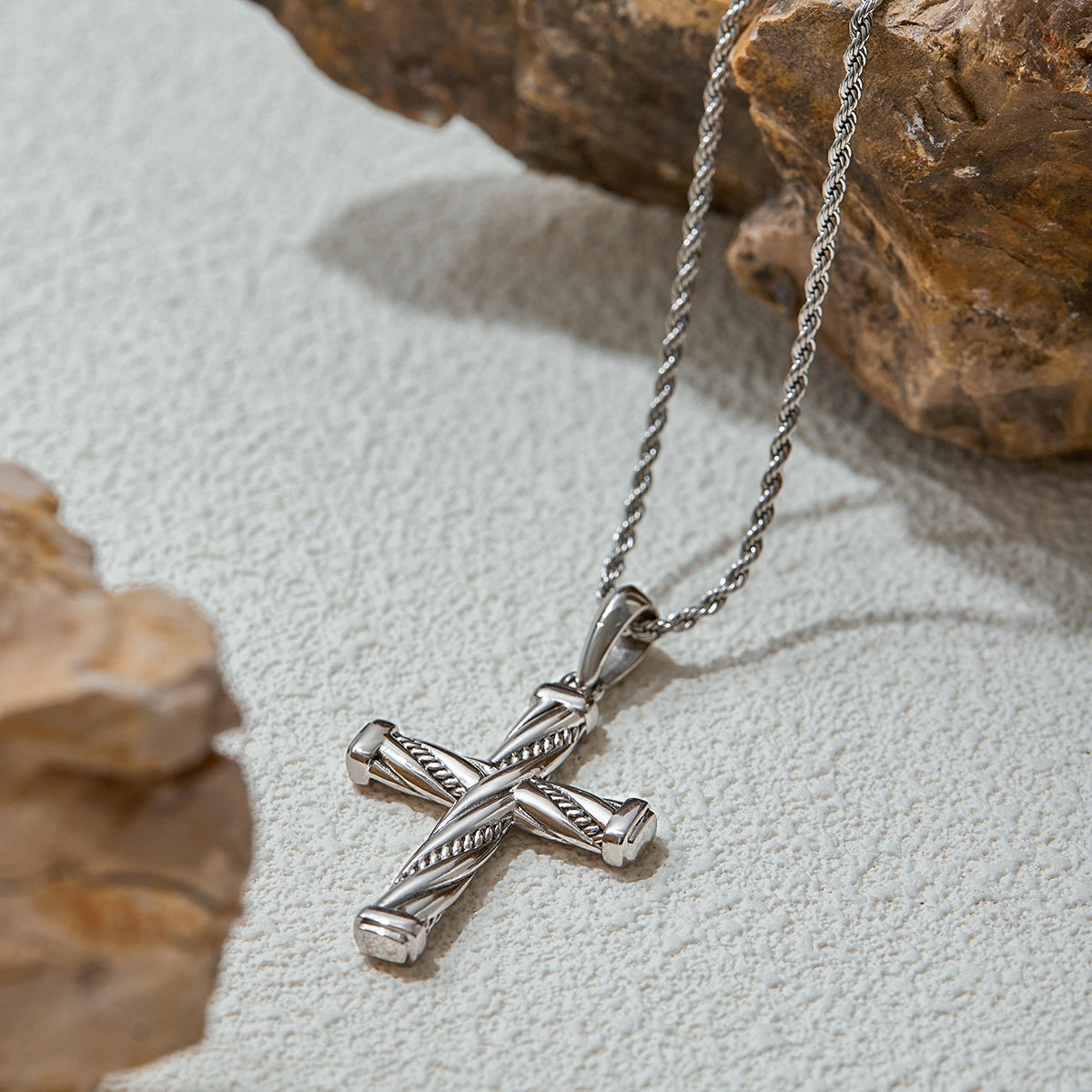 Men Cross Pendant – Demi-Fine Rhodium Plated Necklace CARRYALLCO