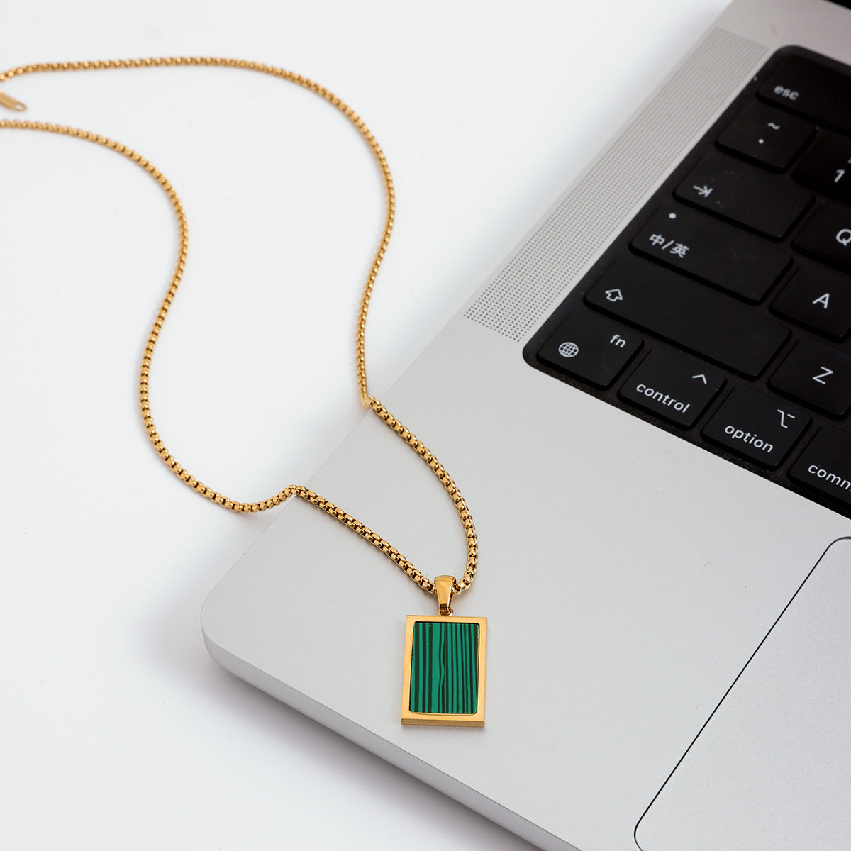 Men Malachite Pendant – Demi-Fine Gold Plated Necklace CARRYALLCO