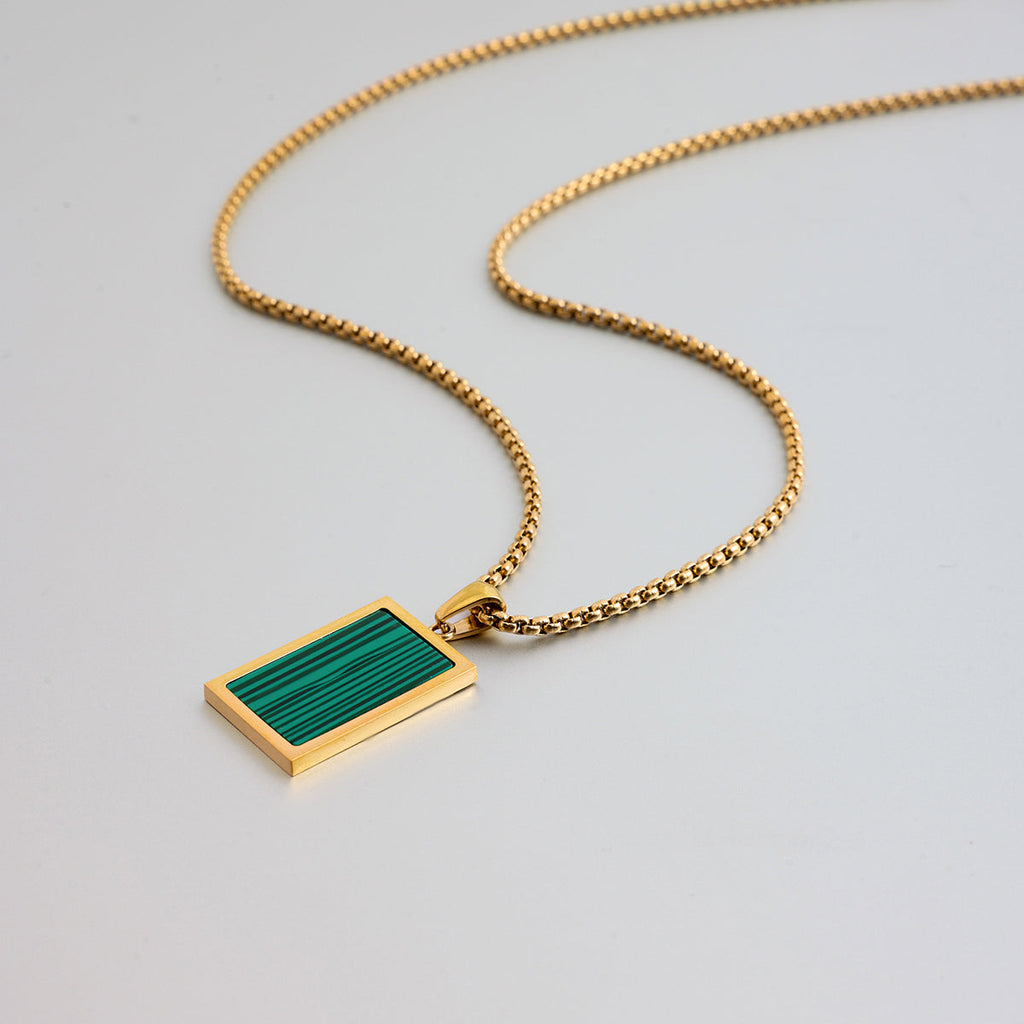 Men Malachite Pendant – Demi-Fine Gold Plated Necklace CARRYALLCO