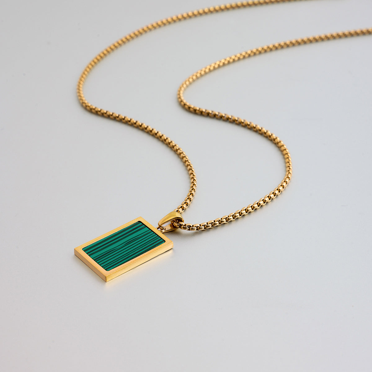 Men Malachite Pendant – Demi-Fine Gold Plated Necklace CARRYALLCO