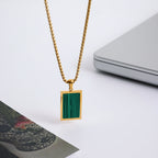 Men Malachite Pendant – Demi-Fine Gold Plated Necklace CARRYALLCO