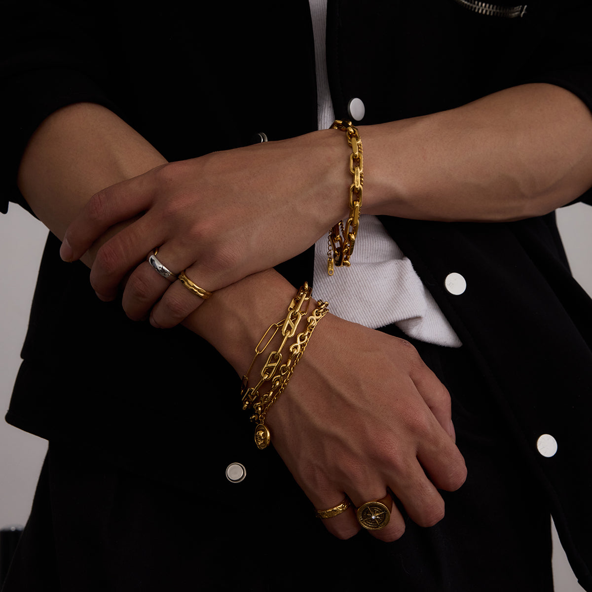 Men Paperclip Bracelet Set – Demi-Fine Gold Plated CARRYALLCO