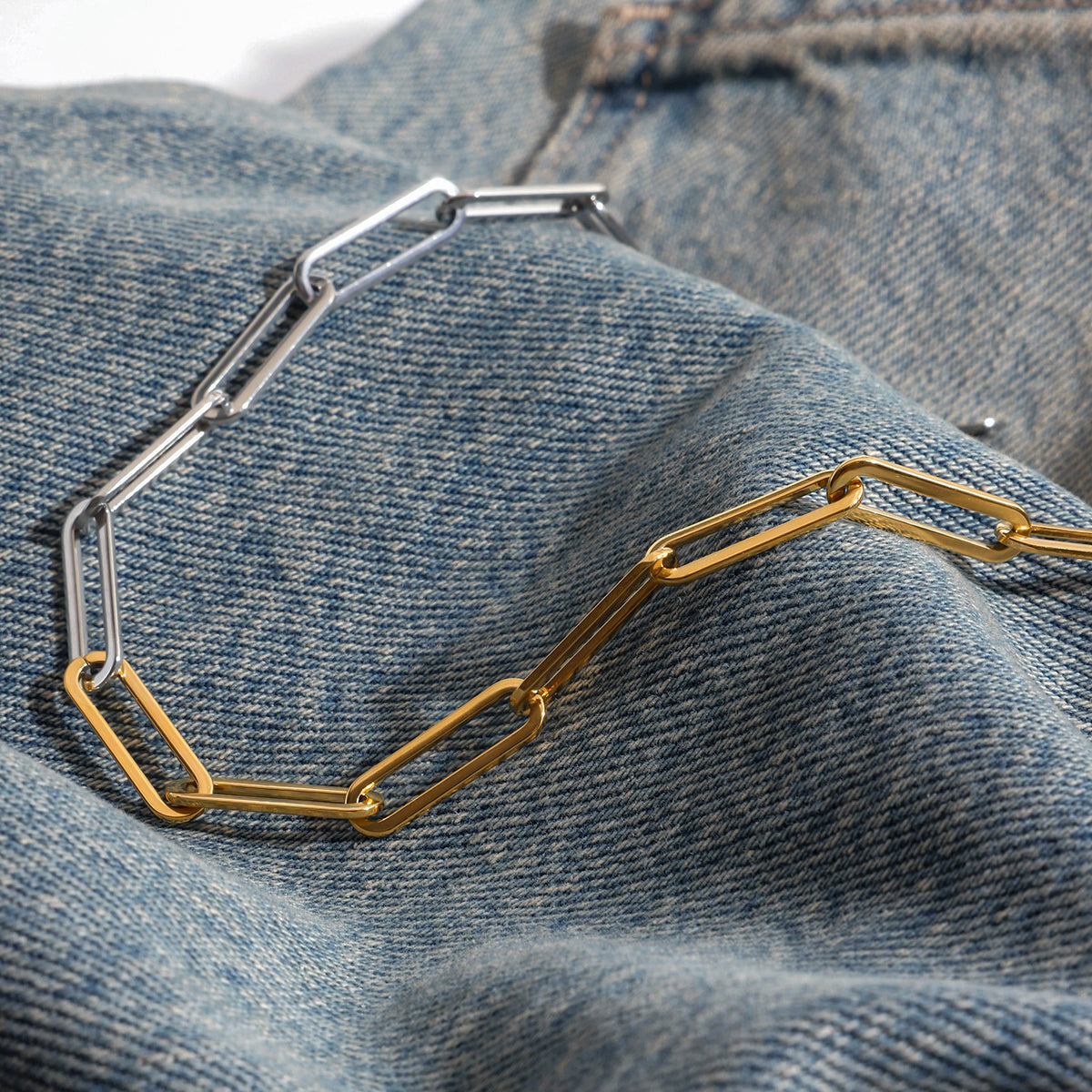 Men's Paperclip Chain – Two-Tone Gold Plated | CARRYALLCO