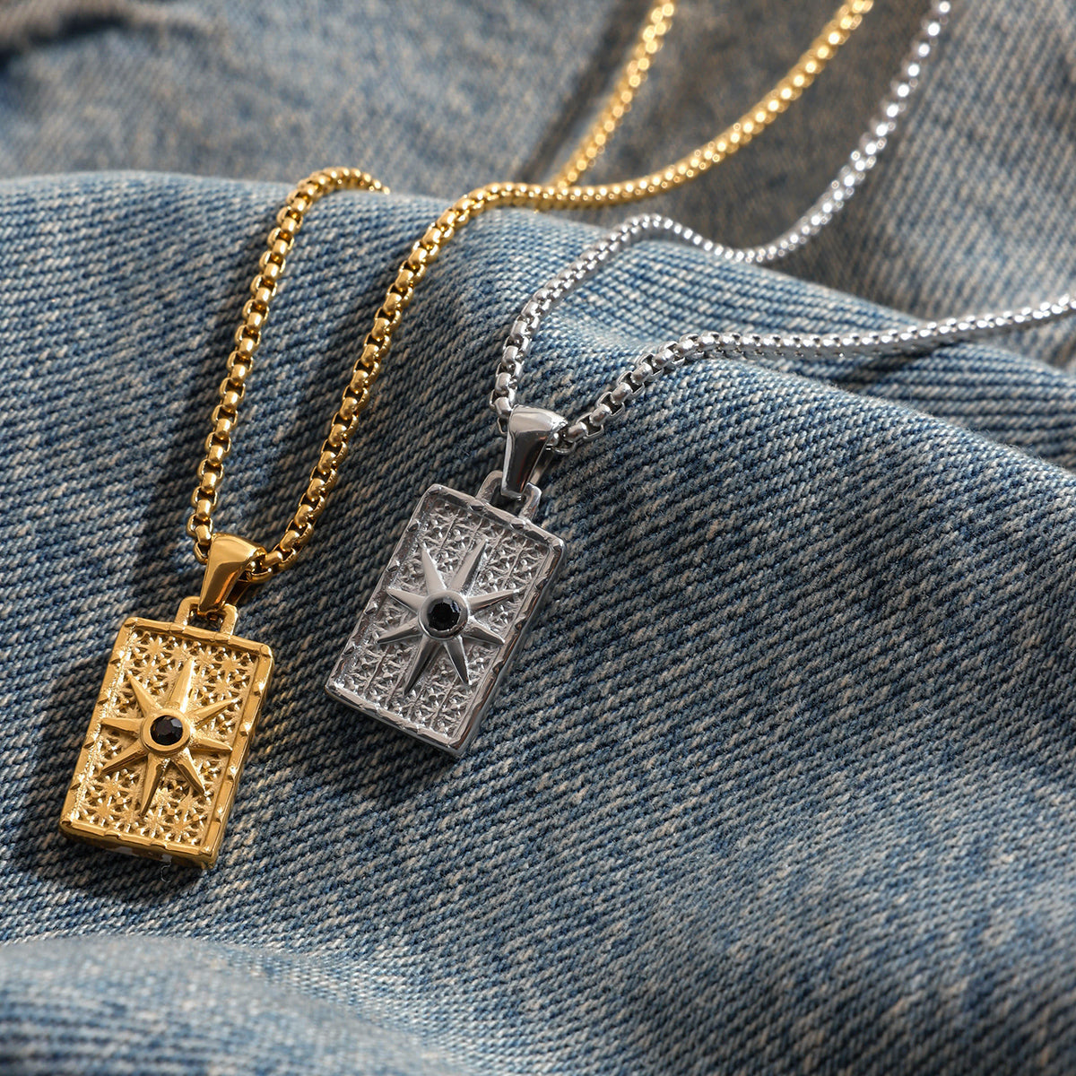 Men Square Pendant Chain – Demi-Fine Gold Plated CARRYALLCO