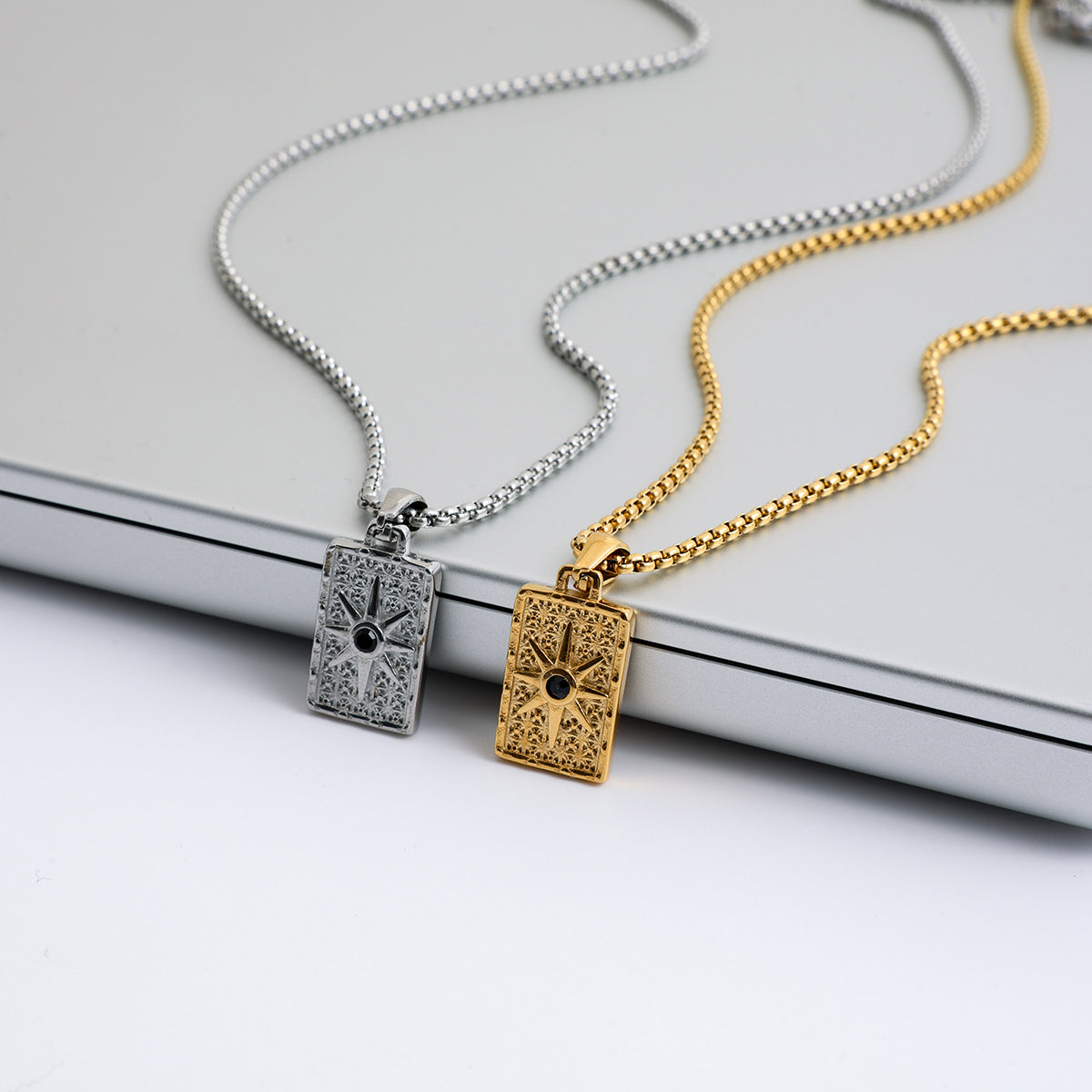 Men Square Pendant Chain – Demi-Fine Gold Plated CARRYALLCO