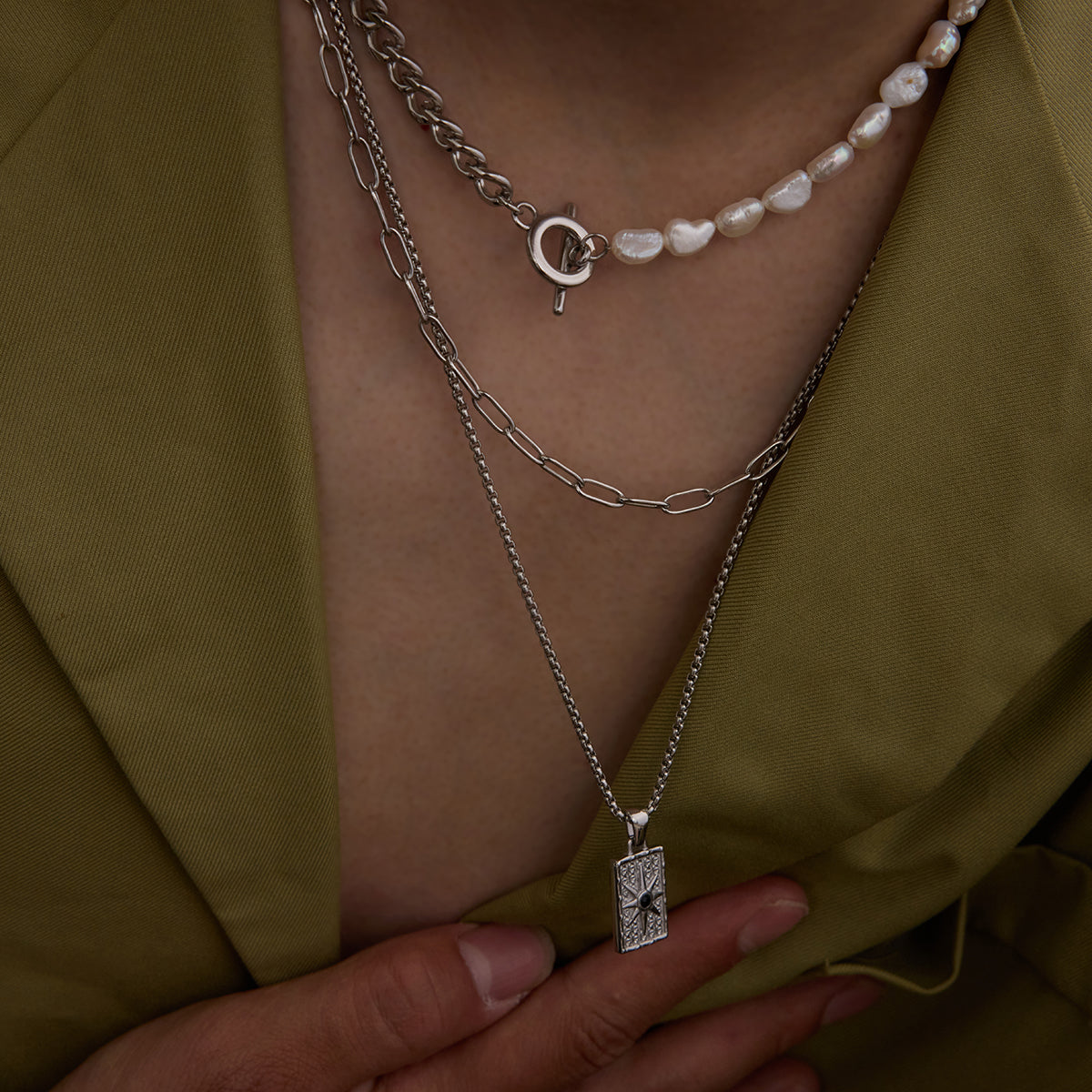 Men Square Pendant Chain – Demi-Fine Gold Plated CARRYALLCO