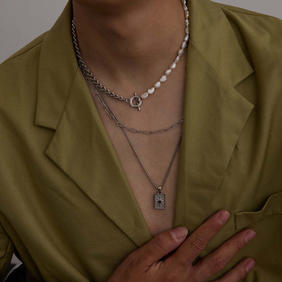 Men Square Pendant Chain – Demi-Fine Gold Plated CARRYALLCO