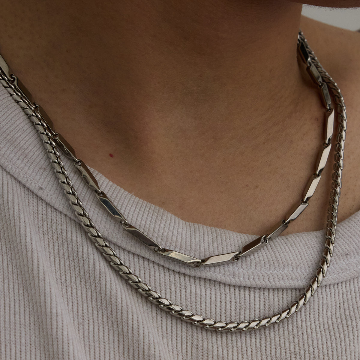 Men’s Rhodium Stud-Link Chain CARRYALLCO