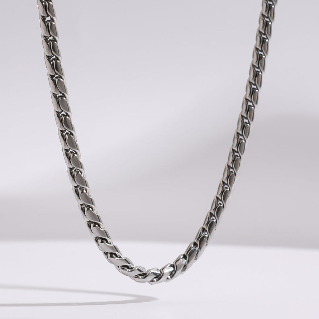 Men’s Rhodium Stud-Link Chain CARRYALLCO