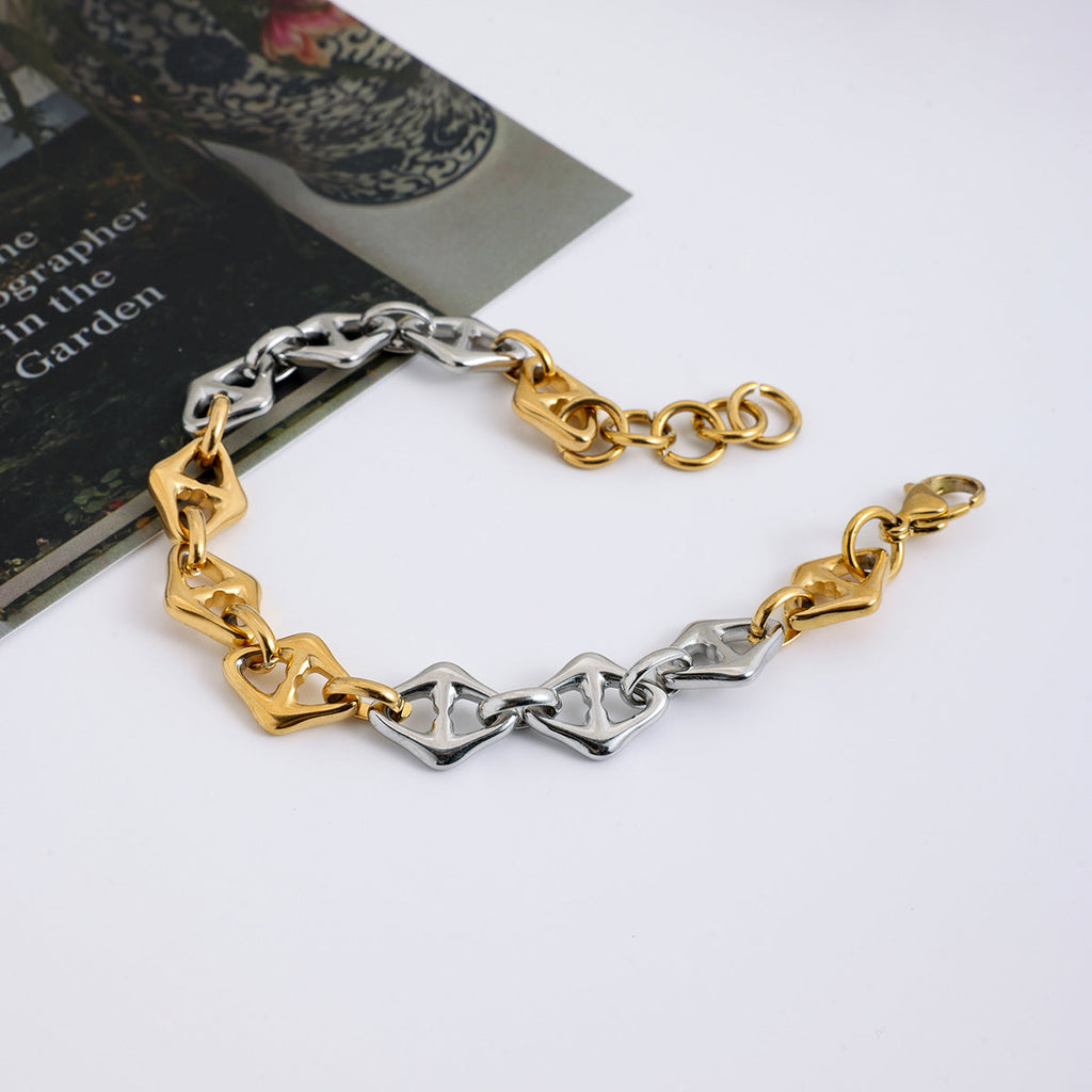 Men’s Two-Tone Stud-Link Bracelet – 18K Demi-Fine CARRYALLCO