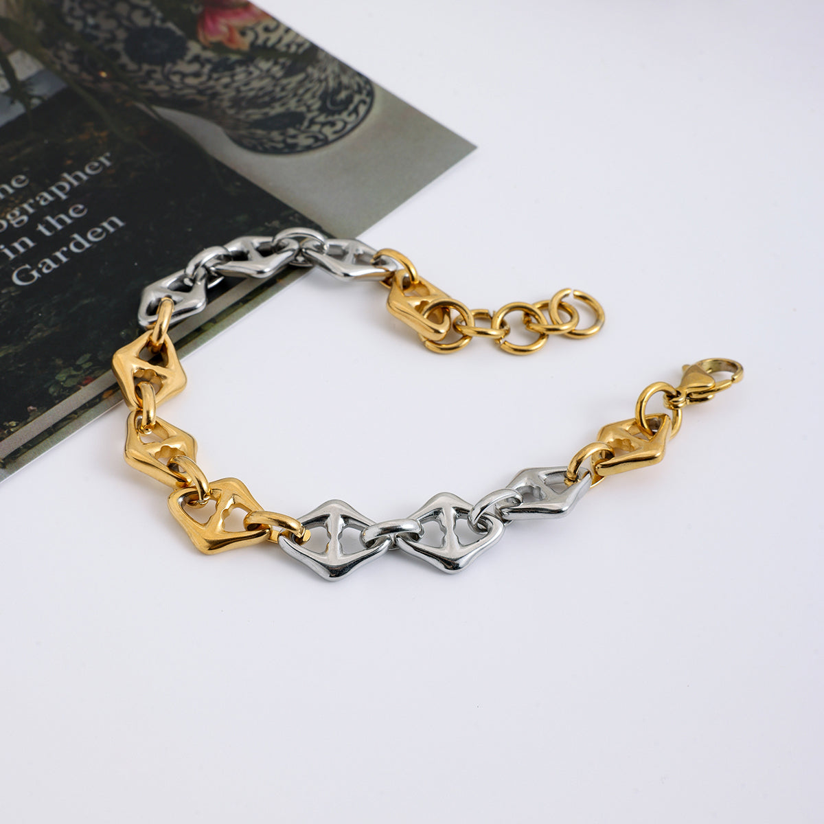 Men’s Two-Tone Stud-Link Bracelet – 18K Demi-Fine CARRYALLCO