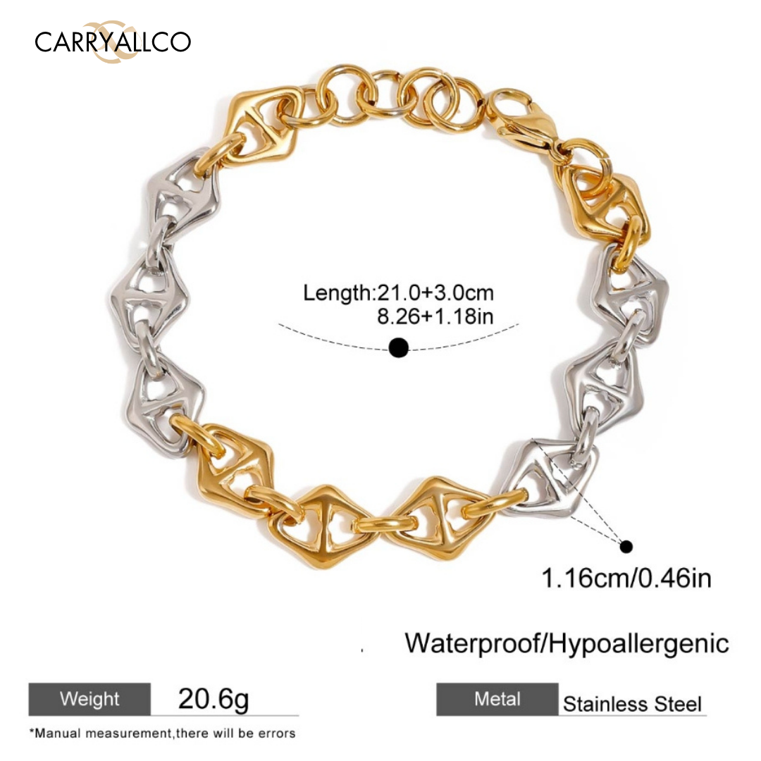 Men’s Two-Tone Stud-Link Bracelet – 18K Demi-Fine CARRYALLCO