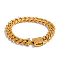Gold chain bracelet on a white background