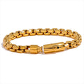 Gold chain bracelet on a white background