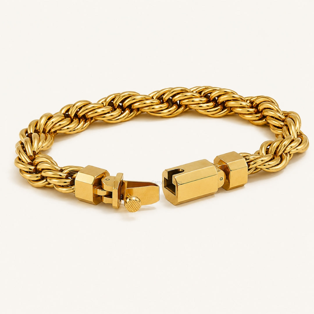 Men's 316L Stainless Steel Twisted Chain Bracelet Gold – CARRYALLCO