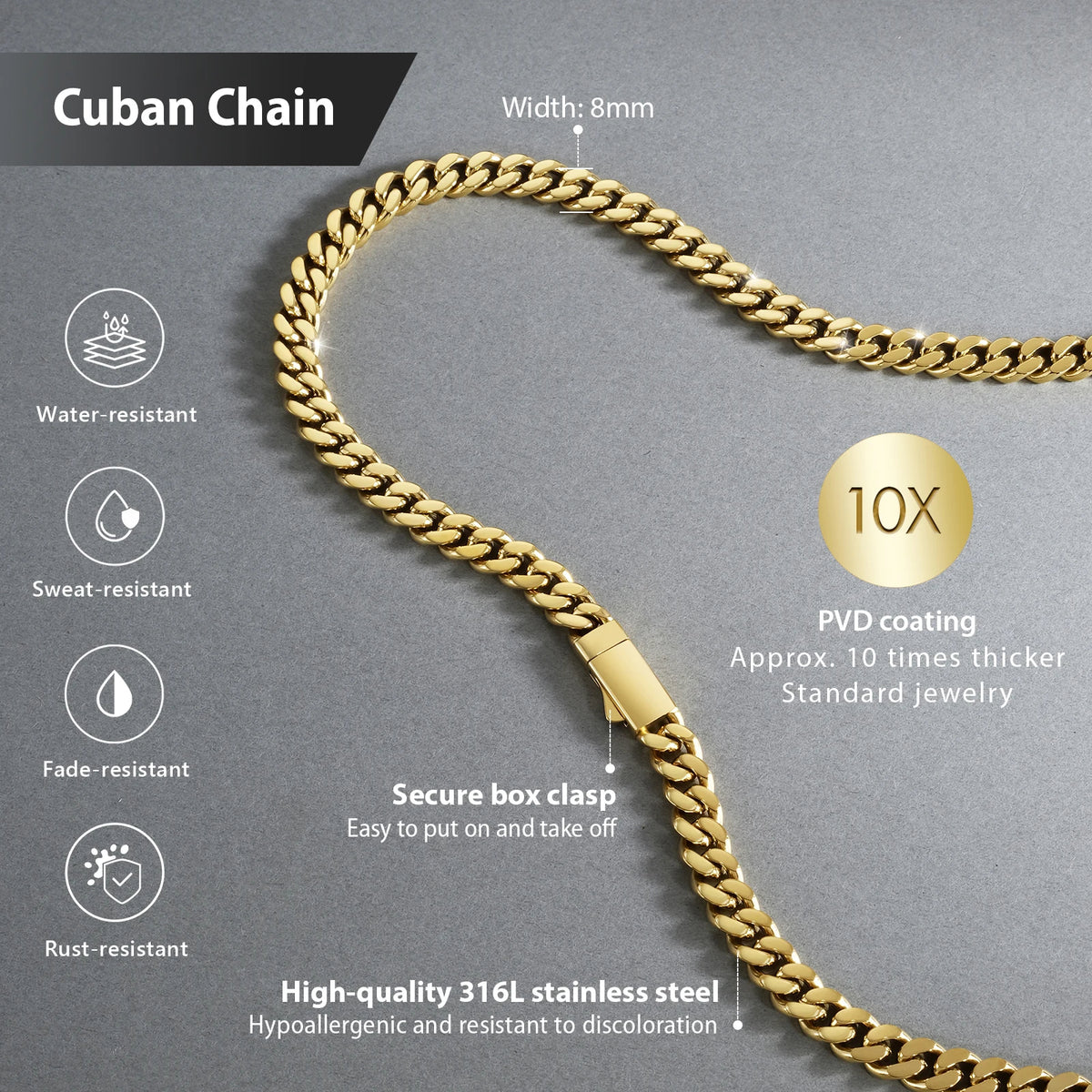 Miami Curb Chain Necklace — 8mm