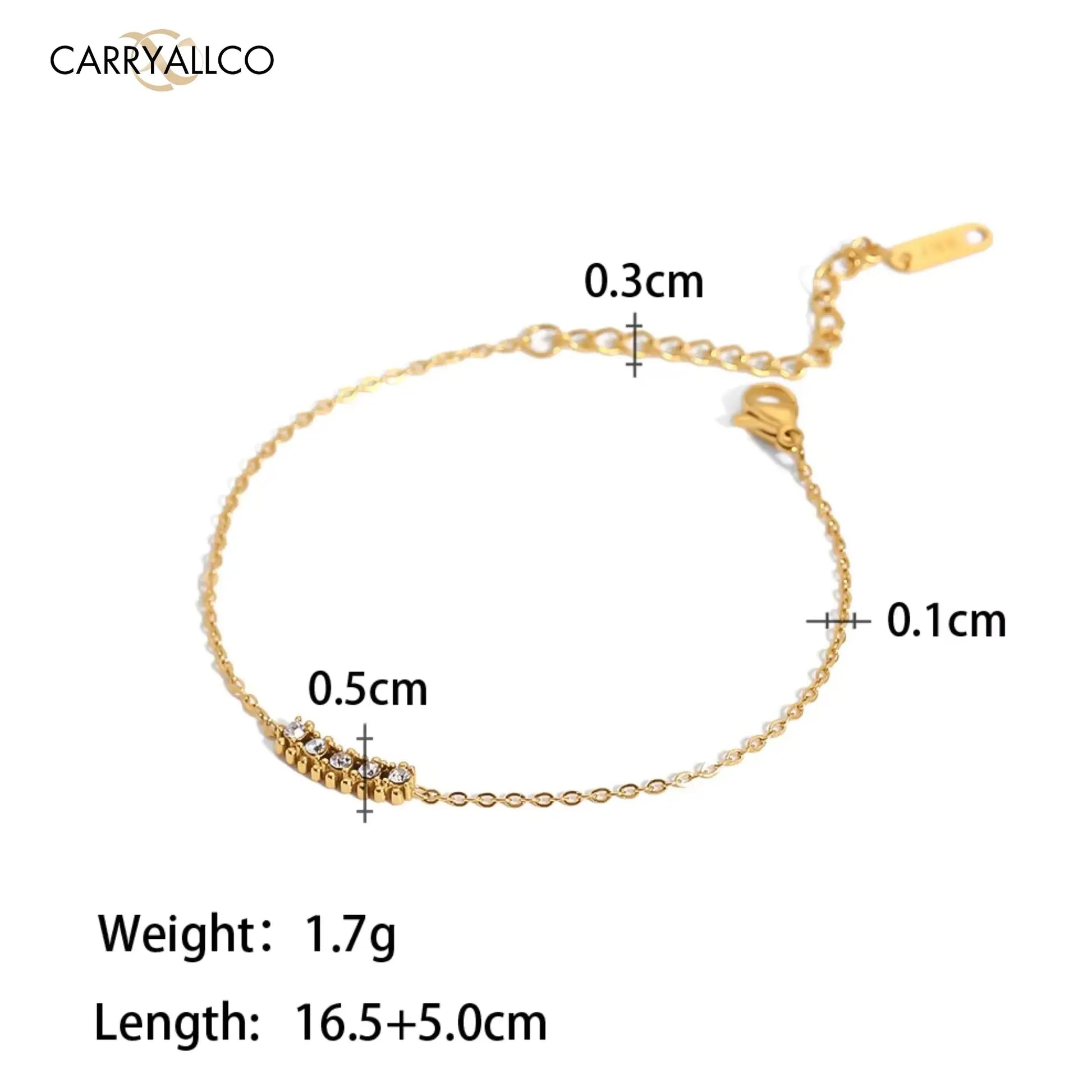 Carryallco 18K Gold Plated Minimalist CZ Charm Bracelet