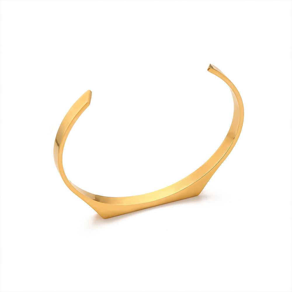 Minimalist Gold Plated Stainless Steel Cuff Bracelet for Men | Demifine Jewelry