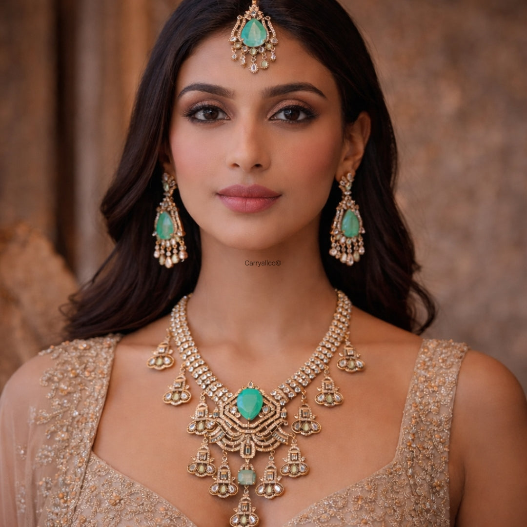 Mint Green Mehendi Polish Bridal Jewellery Set