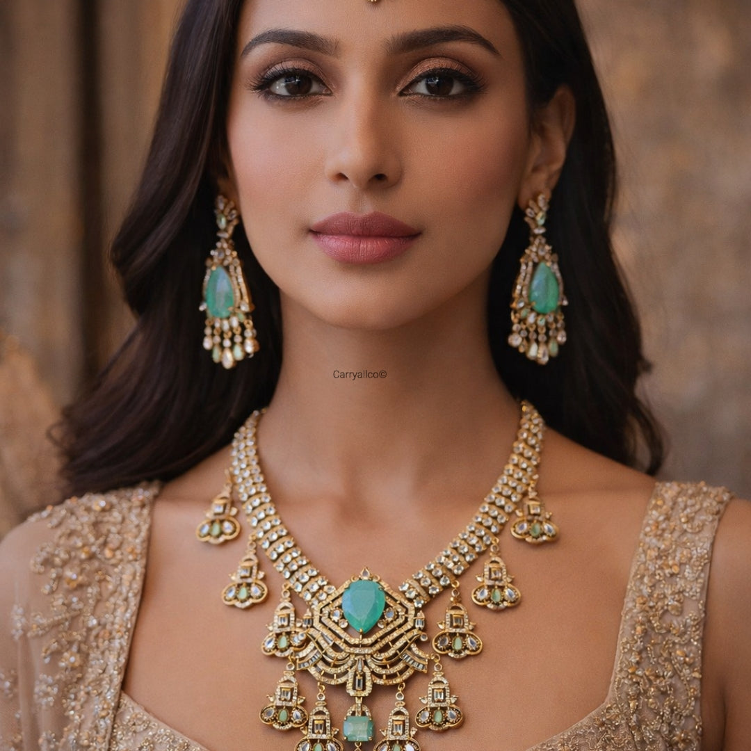 Mint Green Mehendi Polish Bridal Jewellery Set