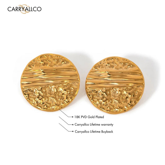 Modernist Hammered Stud Earrings – 18K Gold-Plated