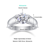Moissanite Wedding Band 2ct Solitaire S925 Sterling Silver Ring