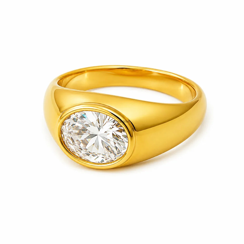 Oval CZ Bezel Dome Ring