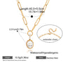 Gold necklace with pendant and extender chain on a white background