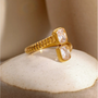 Pavé Zircon Textured Open Ring